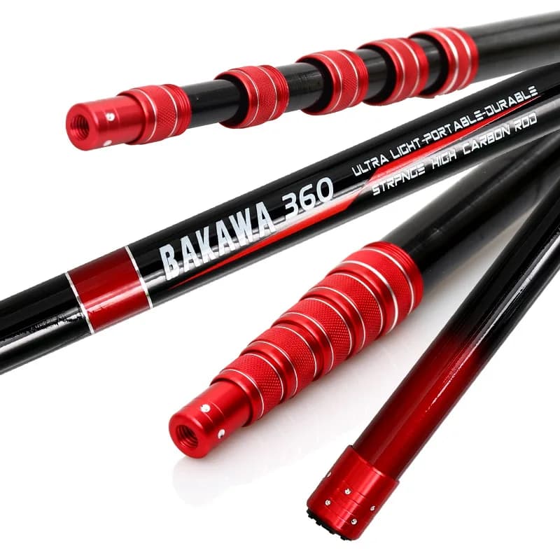 BAKAWA Rete da Pesca Telescopica in Carbonio con Manico in Nylon 4m 3m 3.6m Portatile