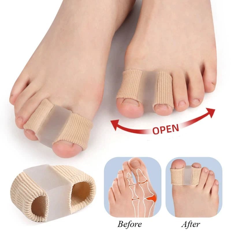 2/1 pz Silicone Toe Spreader Separatore Borsite Alluce Valgo Correttore Pollice Dito Nylon Correzione Raddrizzatore Strumento di Cura Del Piede