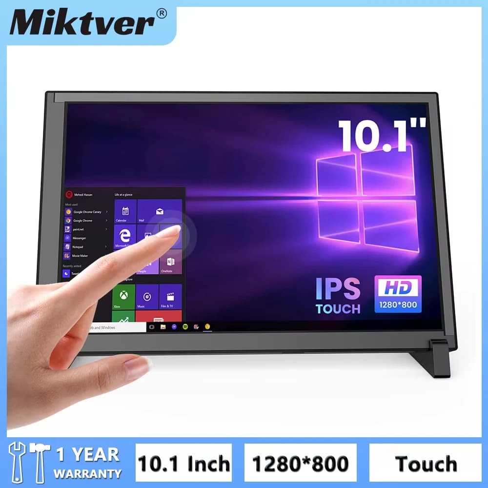 Miktver Small 10.1 inch capacitive touch monitor with 1280x800P support Raspberry Pi Plug & Play laptop display Win 7/8/10