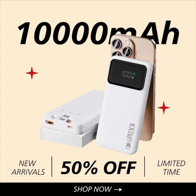 22.5W Super Flash Charge Power Bank with Built-in Cable 3C Certified Fast Charging Large Capacity Portable Charger