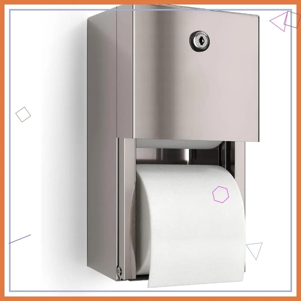 Dispenser Commerciale per Carta Igienica, Portarotoli a Muro in Acciaio Inox con Chiusura di Sicurezza per Bagno e Toilette