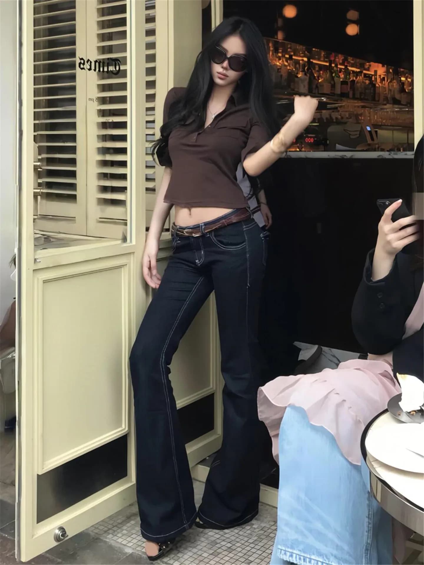 Extended Length Slim Fit Jeans Women's Low Waist Bell Bottoms Summer Fashion High Waist Cotton Stretchy Distressed Denim
