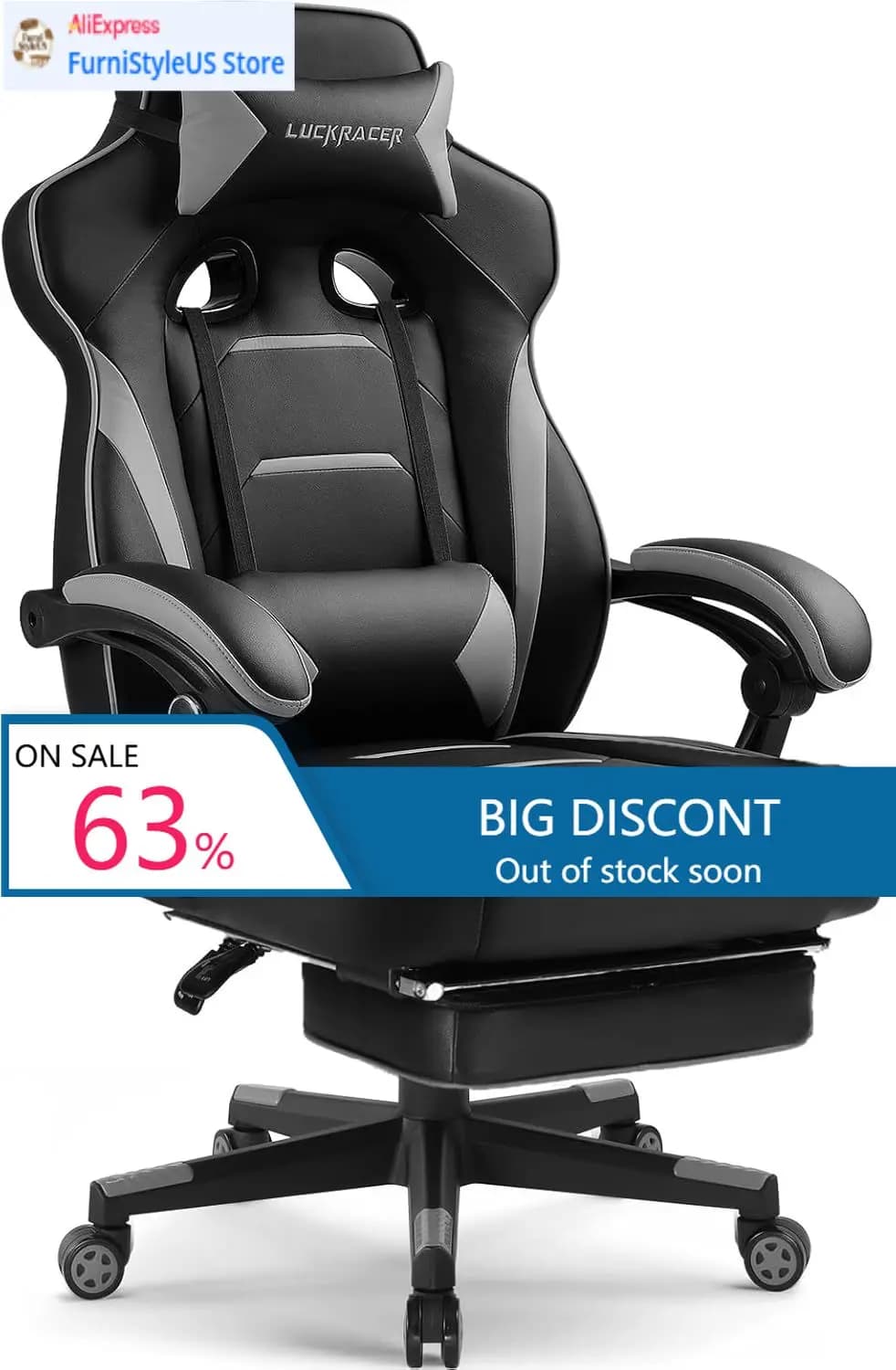 Sedia da Gaming con Poggiapiedi, Sedia da Gioco Grande e Alta Stile Racing 350lb, Sedia Ergonomica da Ufficio Direzionale