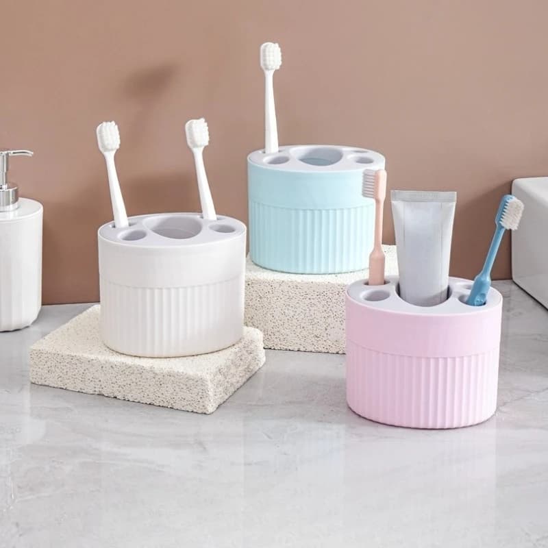 Portaspazzolino Organizzatore da bagno Supporto da appoggio Fori di drenaggio per tazza di dentifricio Rasoio in plastica antiscivolo Mantieni asciutto