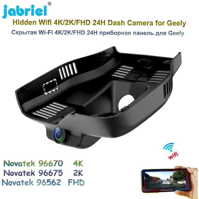 Jabriel 4K 2K DVR per auto Dash Camera 2160P 24H Wifi Videoregistratore per Geely Emgrand L 1.4T CVT 2022 thor Hi·X 2022 1.5TD-DHT Pro