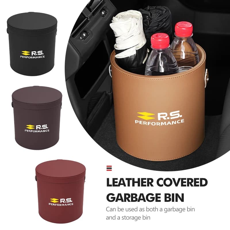 Car Trash Can With Lid Anti-Dirty Portable Storage Bucket For Renault RS Kadjar Captur Clio Megane 2 3 4 RS Koleos Logan