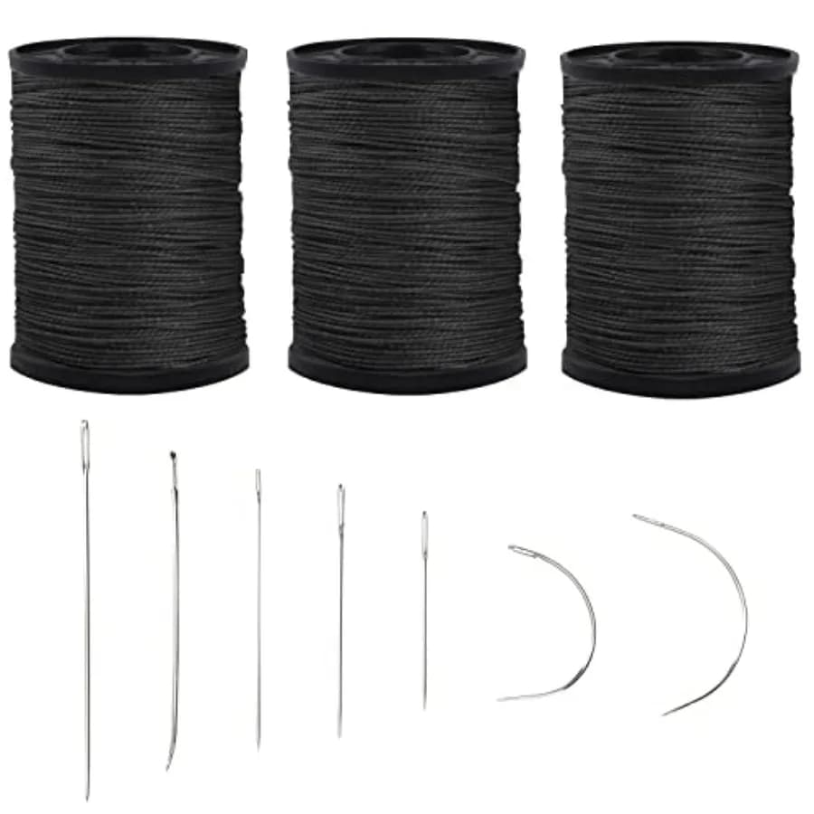 Extra Strong Upholstery Repair Sewing Thread Kit and Heavy Duty Household Hand Needles, Including 7 Styles of Leather Canvas Se