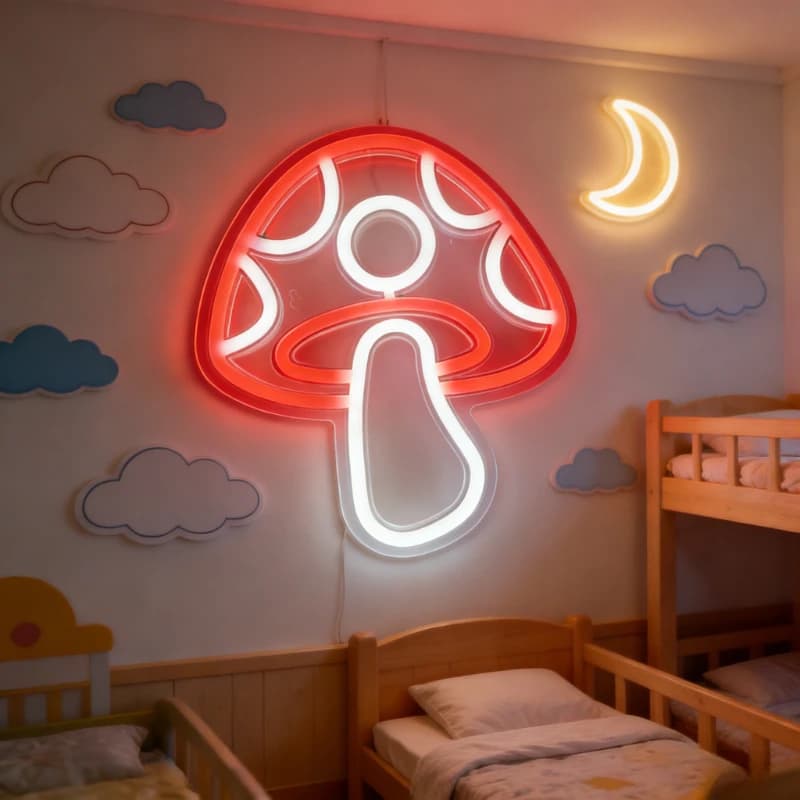 Insegna al neon a forma di fungo, luce al neon a LED a forma di fungo, decorazione da parete 3D, insegne al neon notturne a forma di fungo per decorazioni da parete, sala giochi, camera da letto.