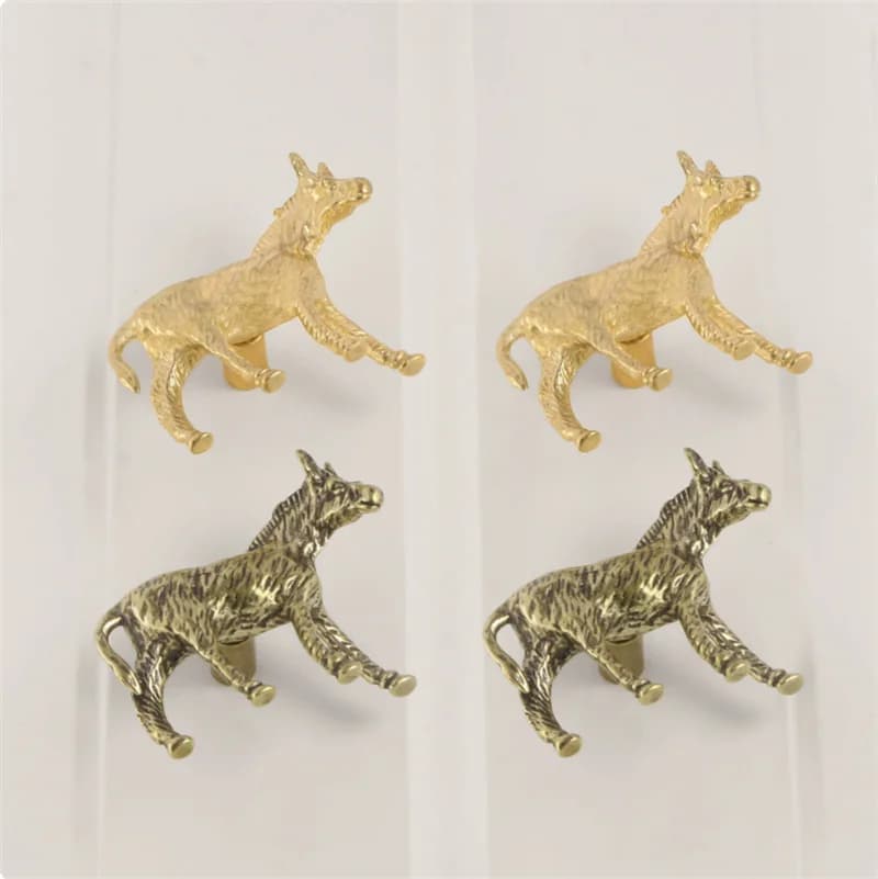Maniglia per mobili Diligent Burro Manopola per cassetto Maniglie per animali in ottone per cucina Armadietto per vino Porta Armadio Guardaroba Maniglie per armadio
