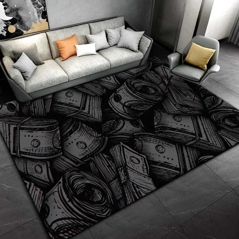 Black Print Area Rugged Carpet for Living Room Bedroom Sofa Doormat Home Decor Kids Play Non-slip Floor Play Mat Luxury Gifts