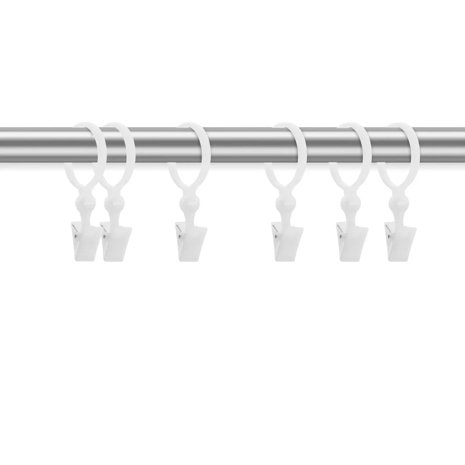 100Pcs Curtain Rings and Hooks Resin Drapery Rings for Window Curtains Smooth Glide Easy Install Universal Fit Decor