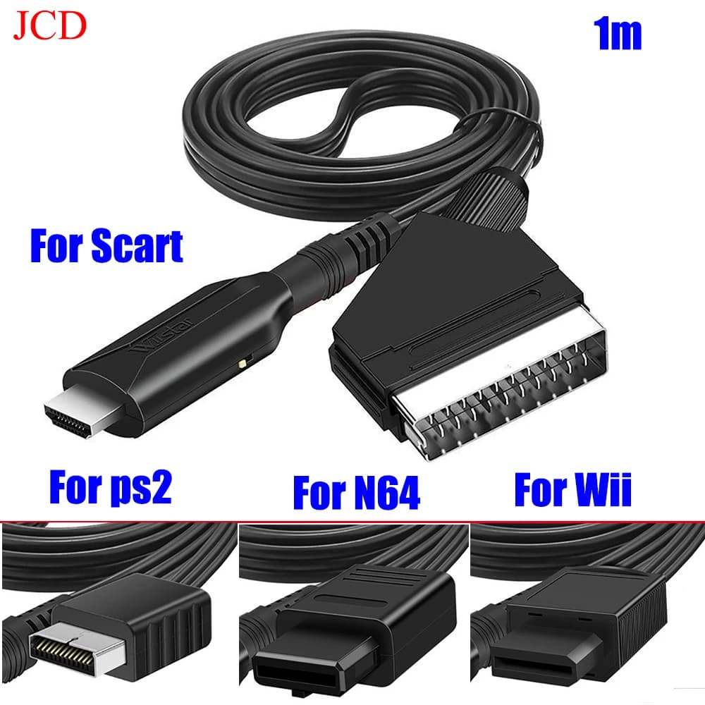 JCD For PS2 Wii N64 Converter Adapter Scart to HDMI input cable 1080P HDMI output port for HDTV STB VHS Xbox PS3 DVD