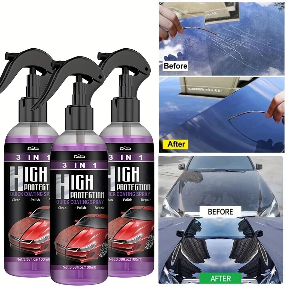 Spray per rivestimento ceramico per auto 3 in 1 Rivestimento in nano ceramica per auto Lucidatura a spruzzo Cera per rimozione riparazione graffi vernice per auto