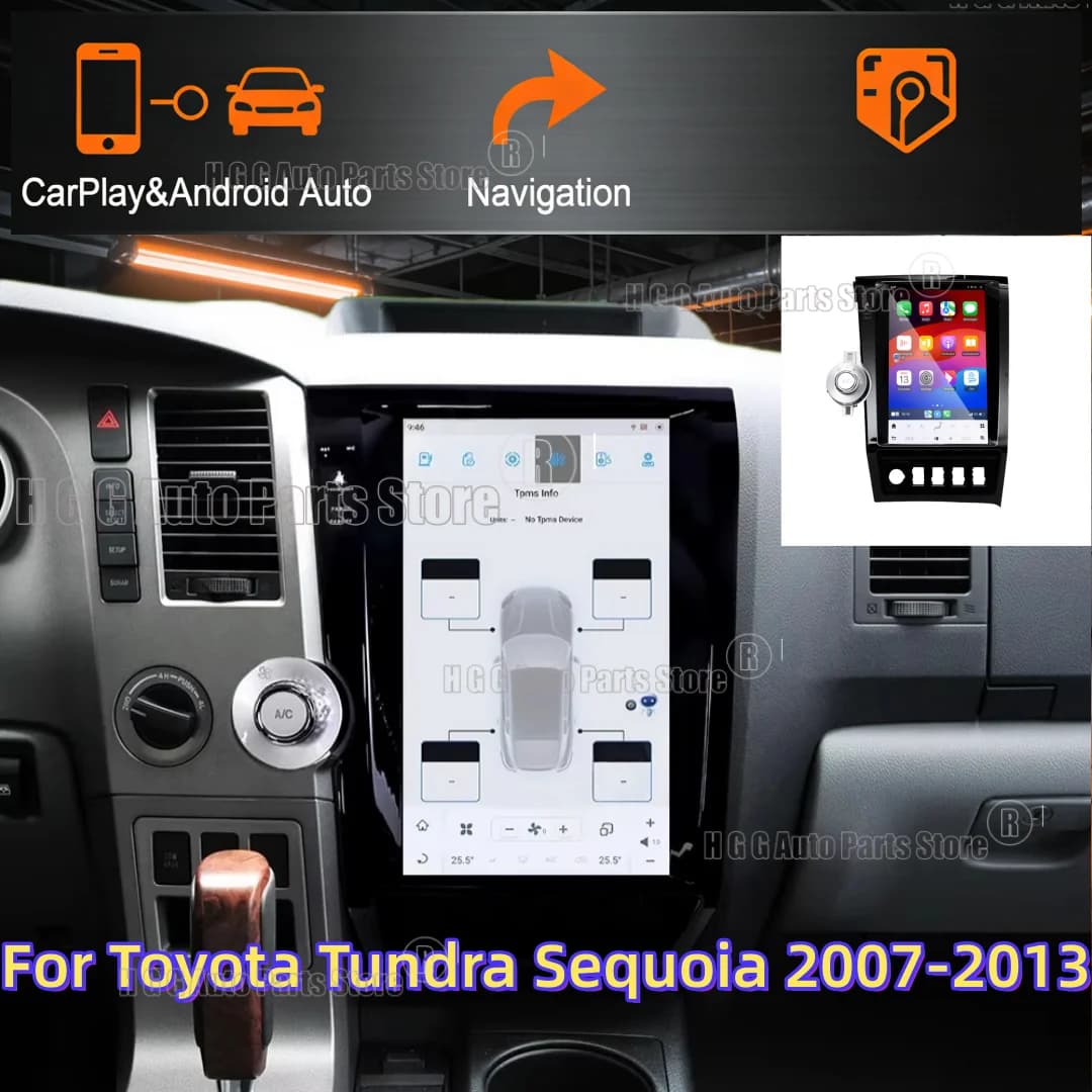 2Din Car Radio For Toyota Tundra Sequoia 2007-2013 13.6inch Android 13 Multimedia DSP Player GPS Navigation Car Carplay Screen
