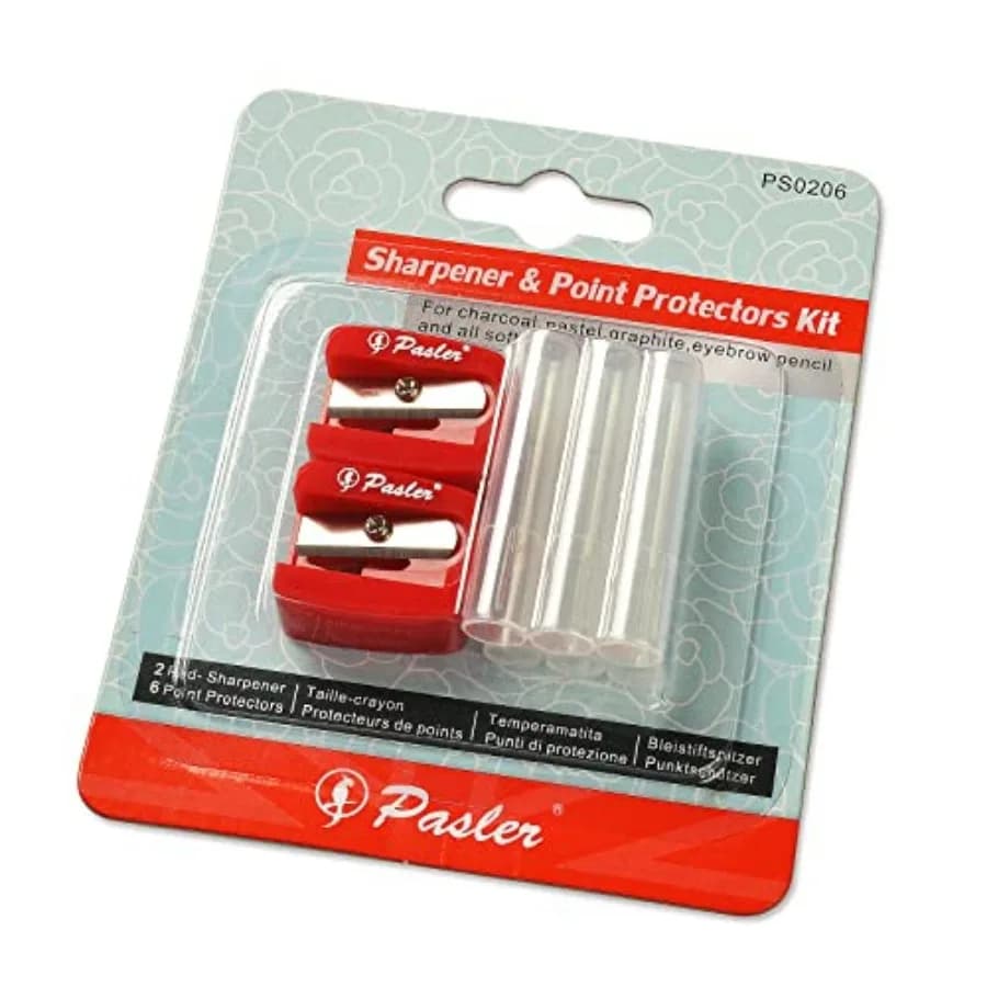 Pencils Sharpener and Point Protectors Set Ideal for Charcoal, Pastel, Graphite, Eyebrow Pencil and All Soft core Artist Pencil