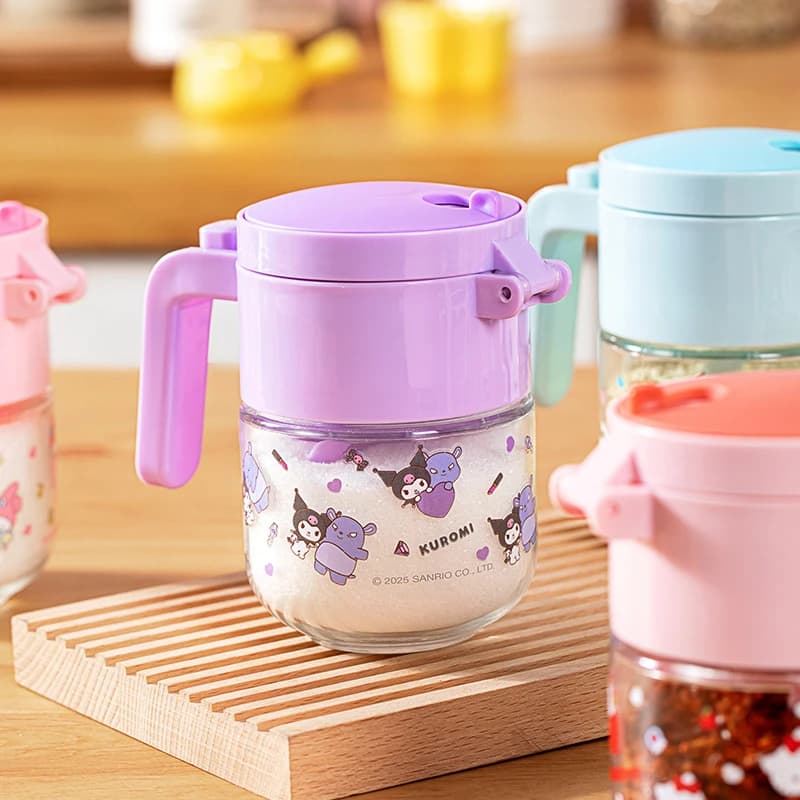 Hello Kitty Kuromi Salt Shaker and Spice Jar Set Glass Kitchen Spice Jars with Moisture-Proof Seals Salt Portioning Bottles