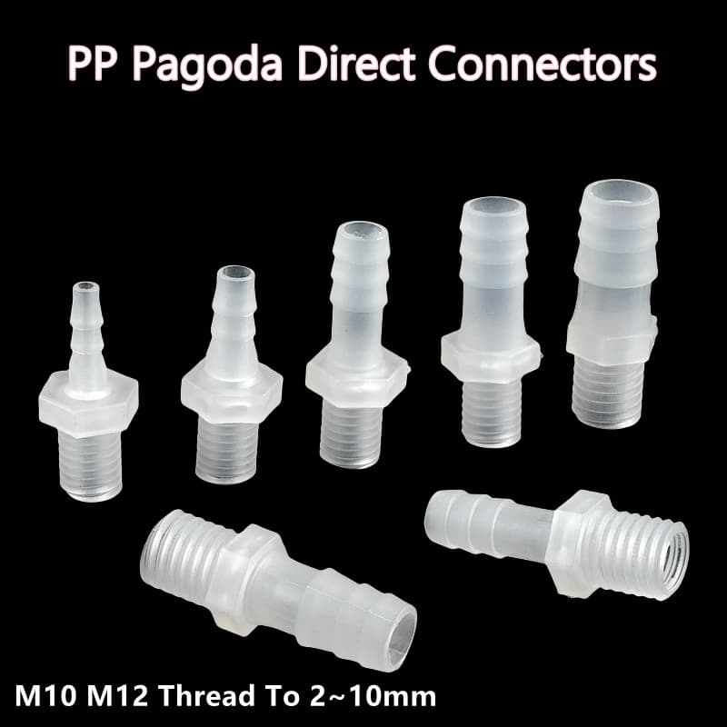 5~50 Pezzi Connettori Diretti a Pagoda M10 M12 da 2~10mm in PP per Sistemi di Irrigazione, Giunti per Tubi, Adattatori per Acquari e Vasche per Pesci