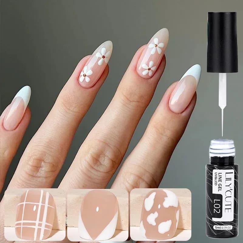 LILYCUTE 5ml Bianco Nero Liner Gel Smalto per unghie Colorato Francese Pittura Striscia Semi Permanente Disegno Nail Art Gel UV Smalto