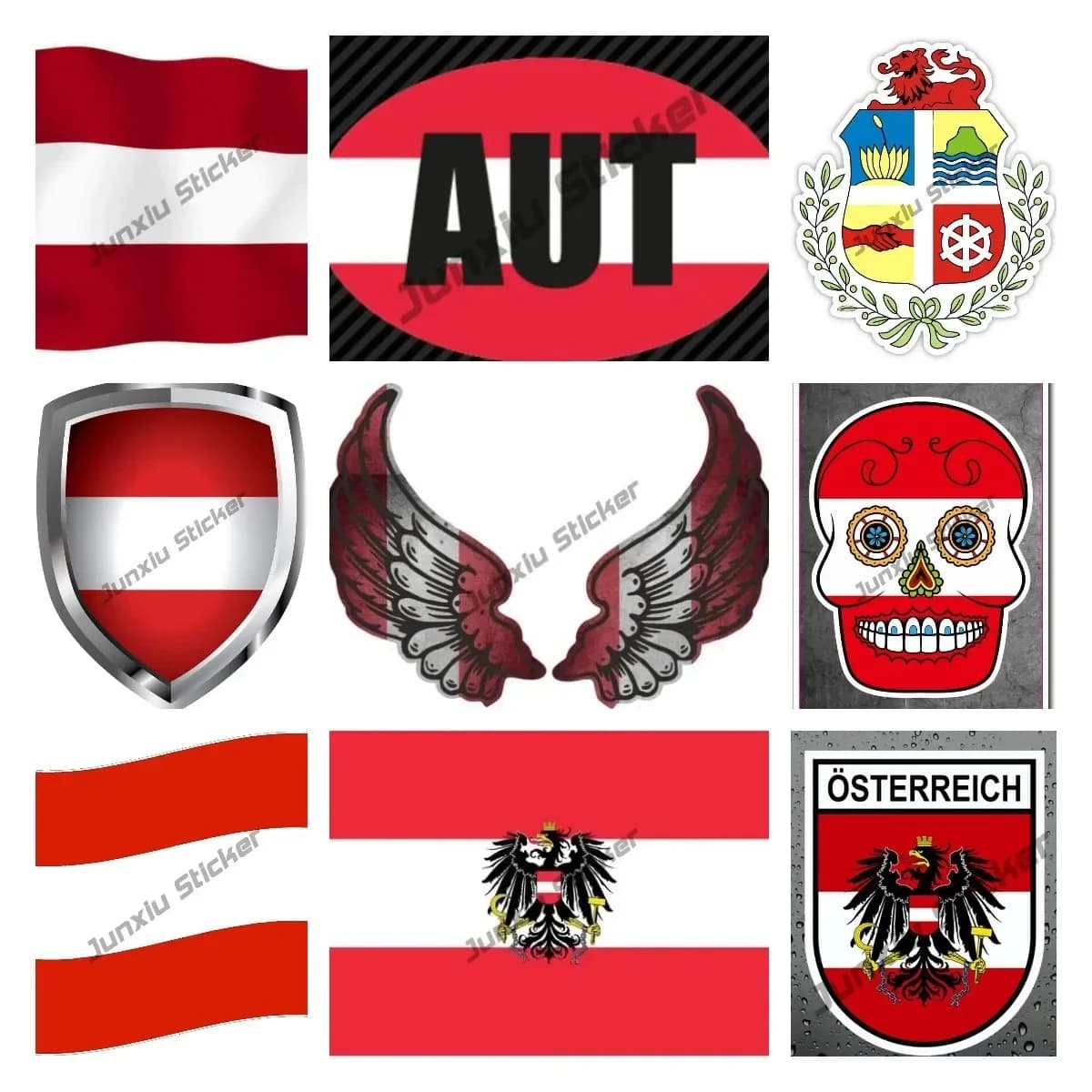 Stemma dell'Austria Bandiera Emblema Adesivo Parasole Parabrezza per auto Nocche Decorazione per Paraurti Suv Accessori adesivi per auto
