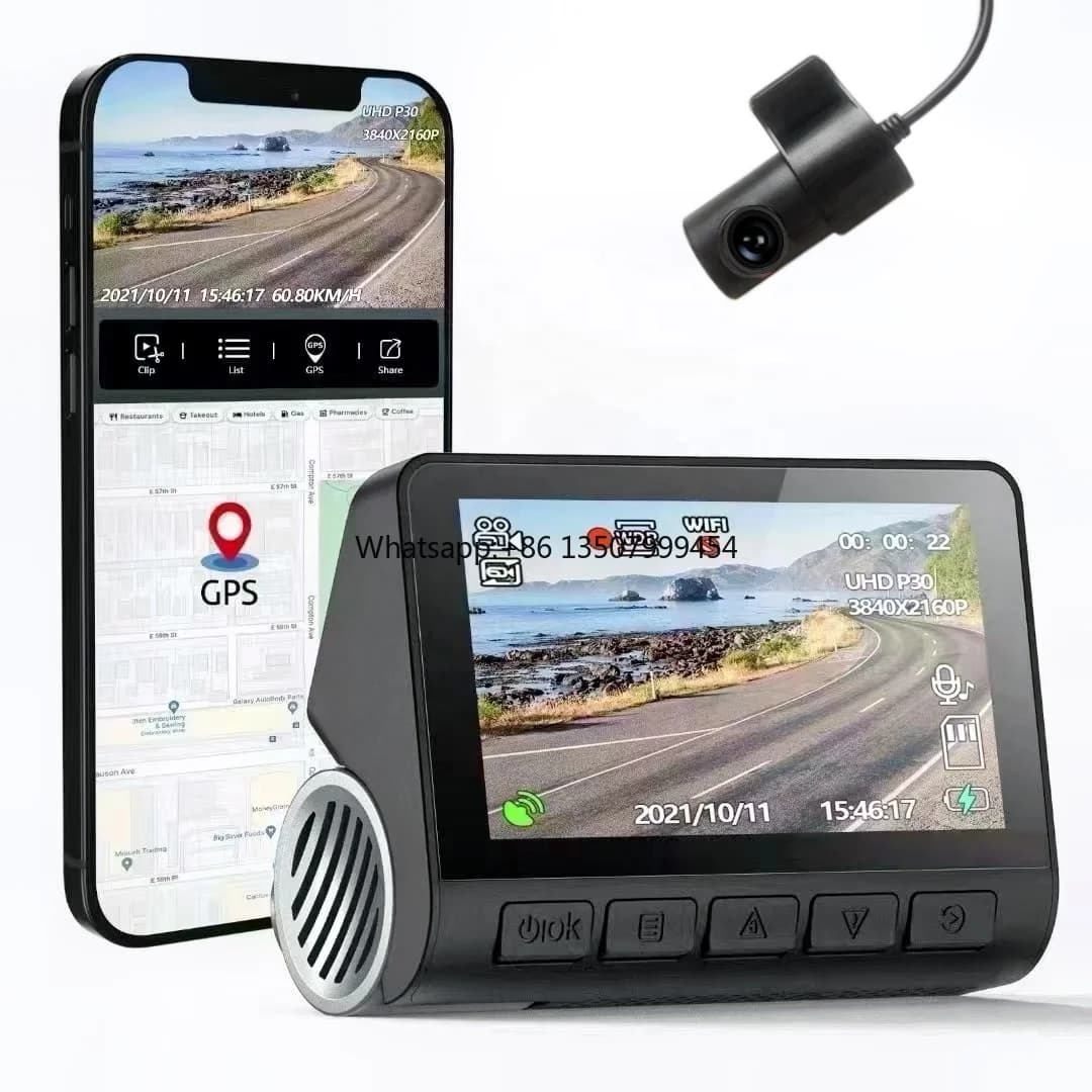 Dashcam 4K to Double Lenten with Night Vision, Wi-Fi and GPS, DVR Recorder for Cars with 3 Inch Screen, IMX415 Starvis, 30 Fps