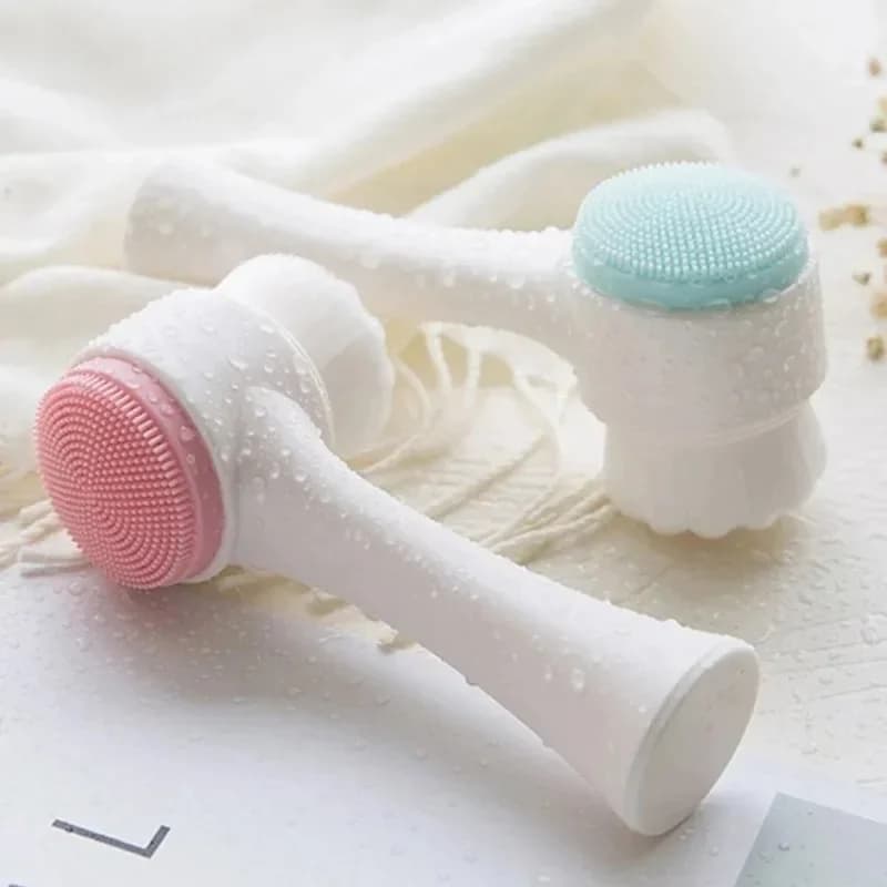 Cleaning Brush Face 3D in Double Silicone, Brush Manual for Facial Massage, Soft Seeds, Exfoliating, Brush Face Washing