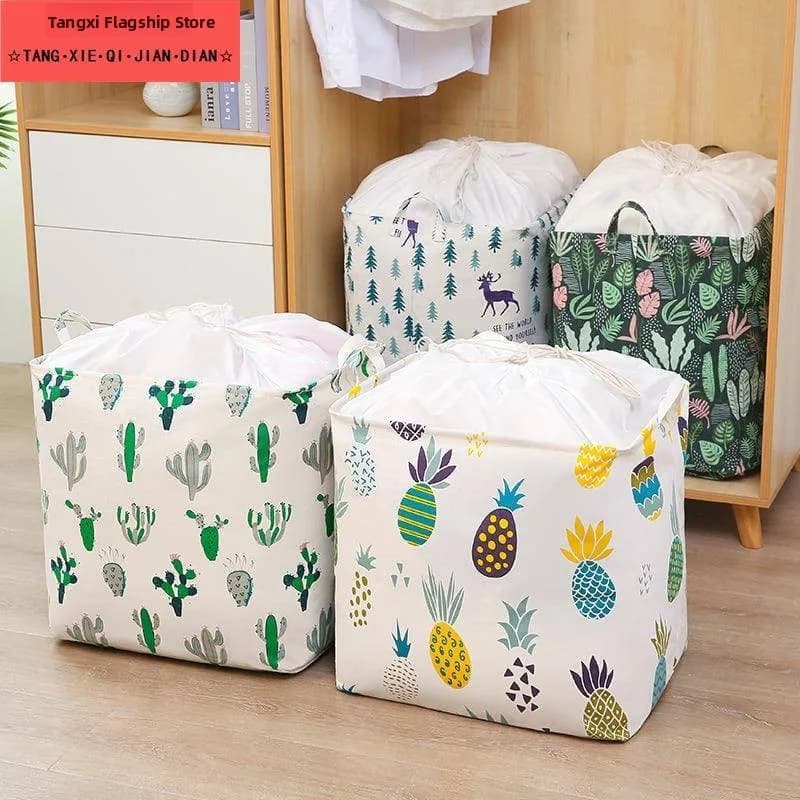 Monster Dir Storage Basket for Clothes, Toy Organizer, Covered Bag, White Basket, Storage Bag with Drawstring for Bedroom