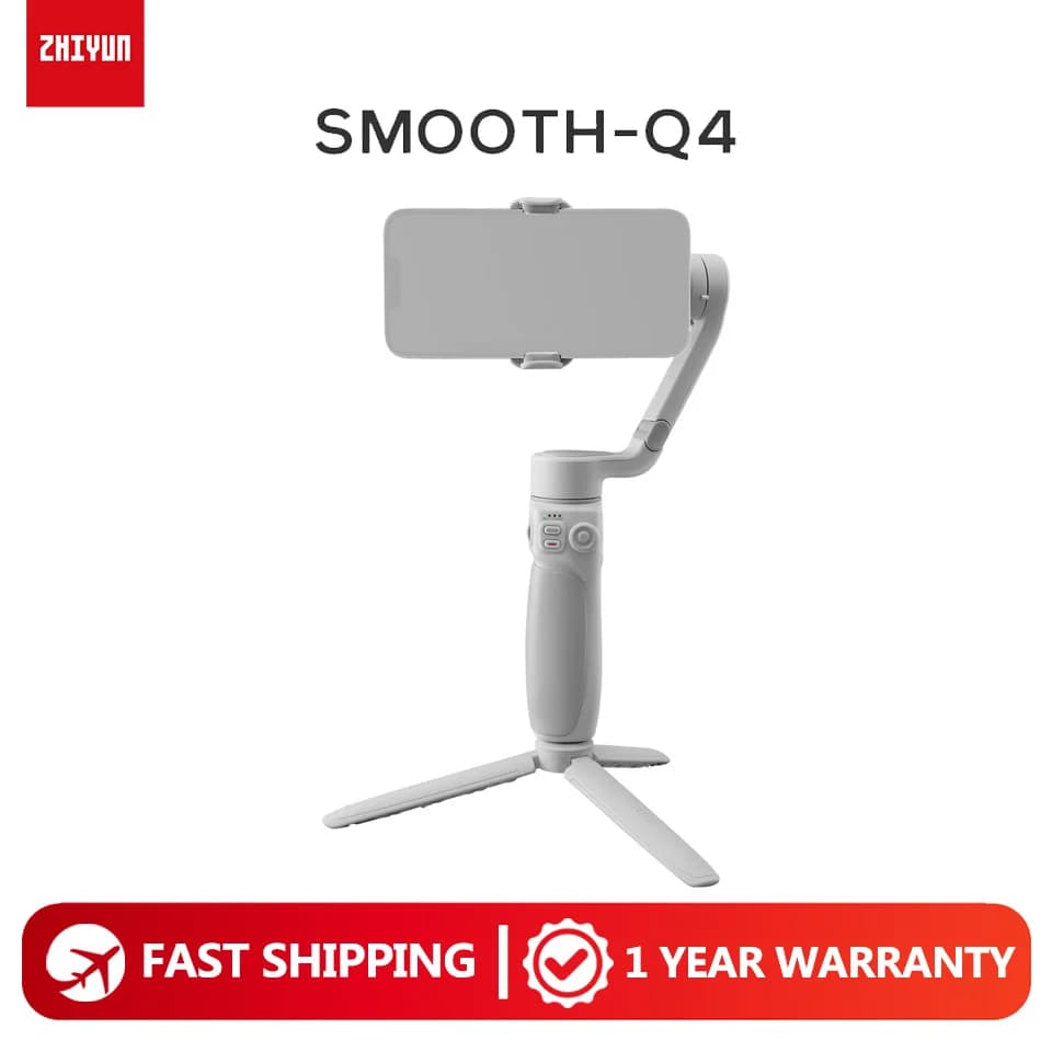 Zhiyun Smooth-Q4 Smartphone Gimbal Stabilizer Compact Folding 3-Axis Stabilizer with Built-In Extension Rod up to 8.5" for Live