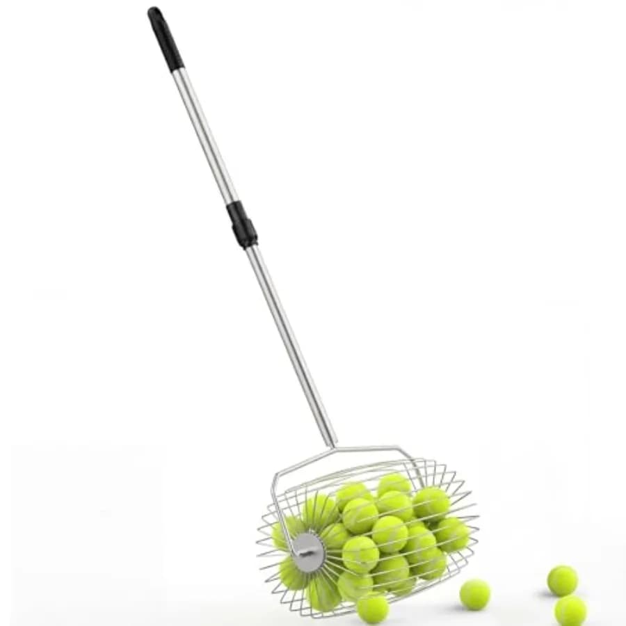 Raccoglitore di Palline da Tennis 2943 Regolabile per Allenamento e Insegnamento, Design Leggero e Robusto, Contiene Fino a 25 Palline, Rapido