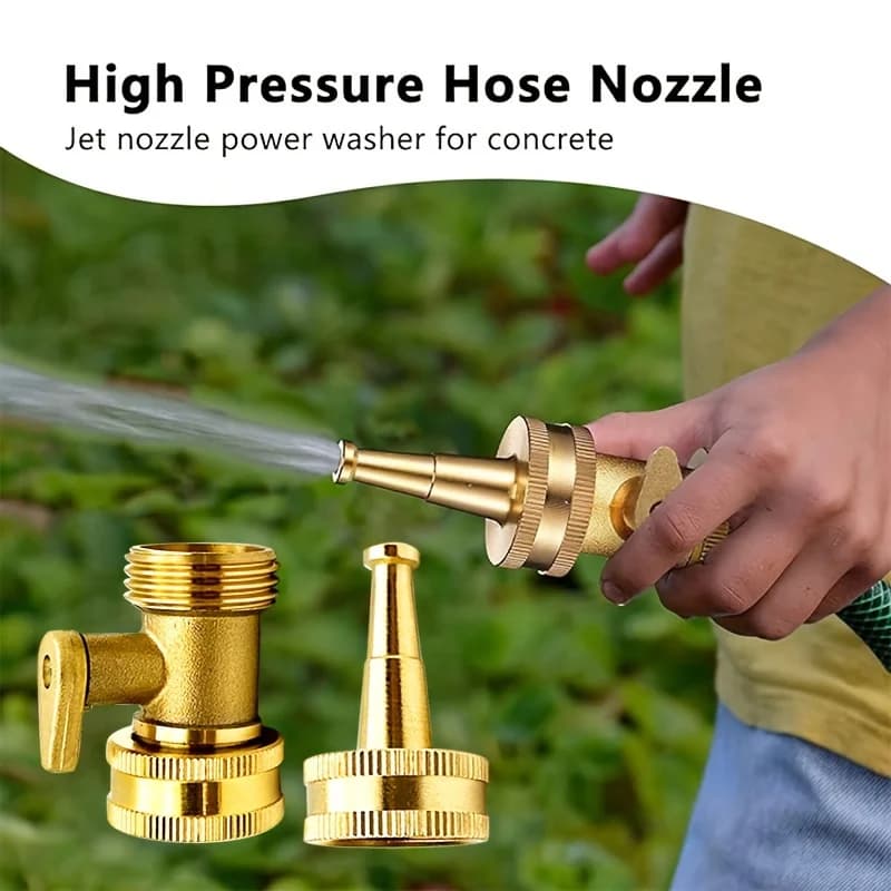 Set di 2 Ugelli per Tubo da Giardino in Ottone - Spruzzatore Durevole in Metallo per Prato e Auto con Connettore Standard US