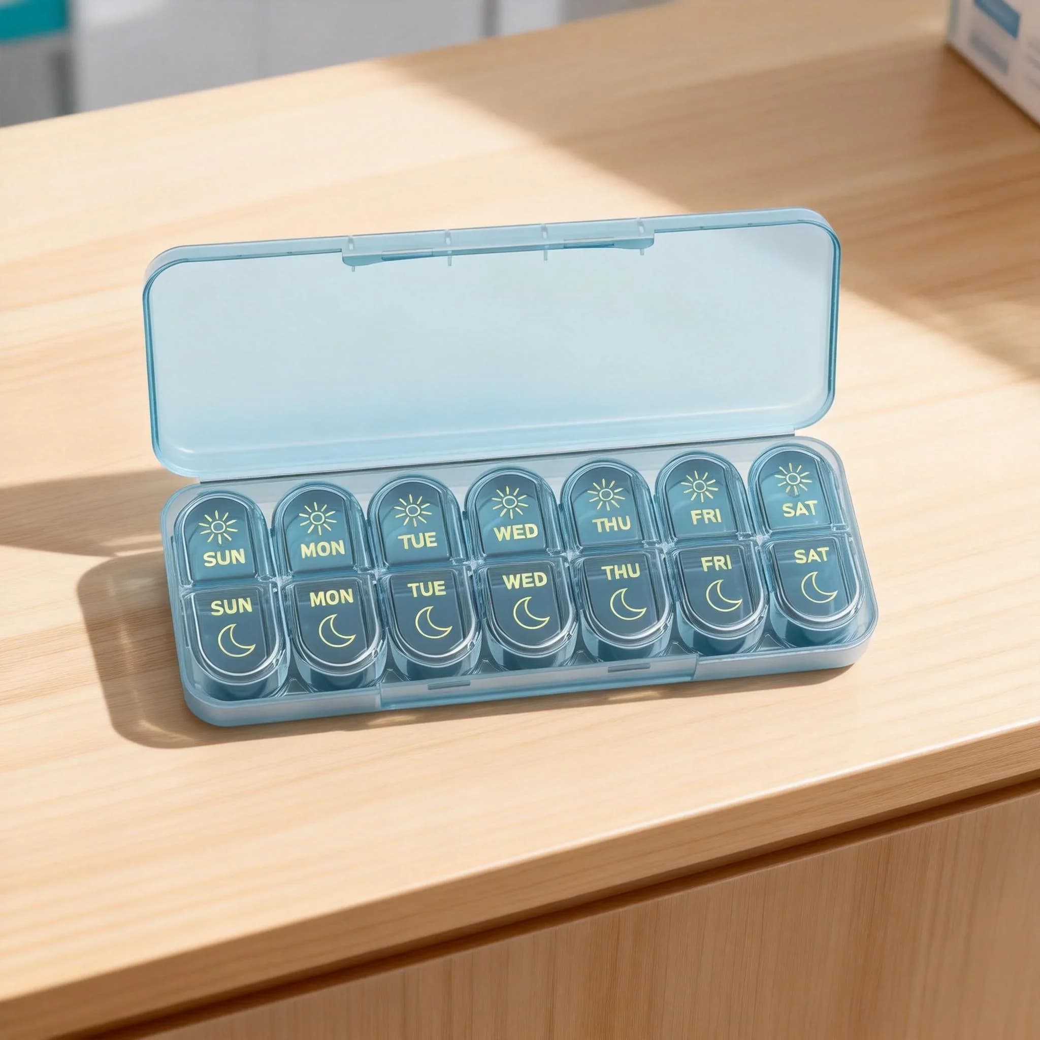Weekly Organizer for Daviky AM PM pills, large pills for 7 days for fish oils and big pills - Portable box for vitamin supplements