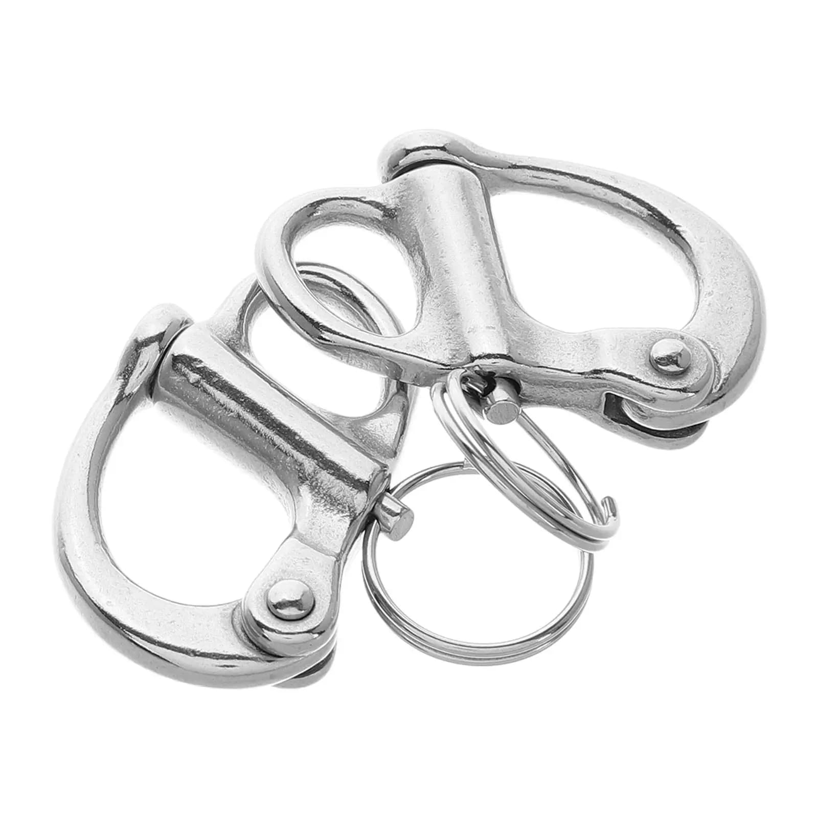 2Pcs Self Locking Quick Release Shackle Stainless Steel Hook Swivel for Sailboats Marine Rigging Rope