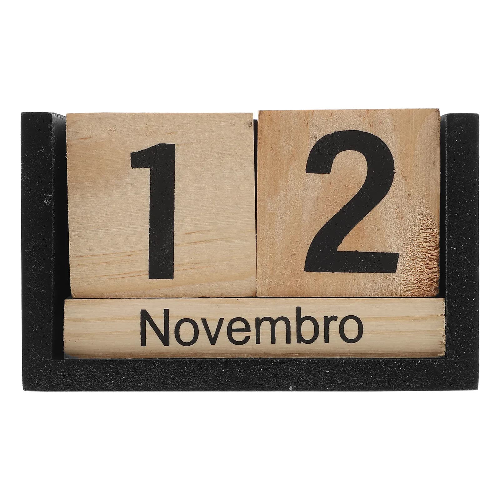 Stylish Wooden Cube Calendar Perpetual Tabletop Calendar Flip Date Blocks for Teacher Desk Classroom Coffee Shop Chic Desktop