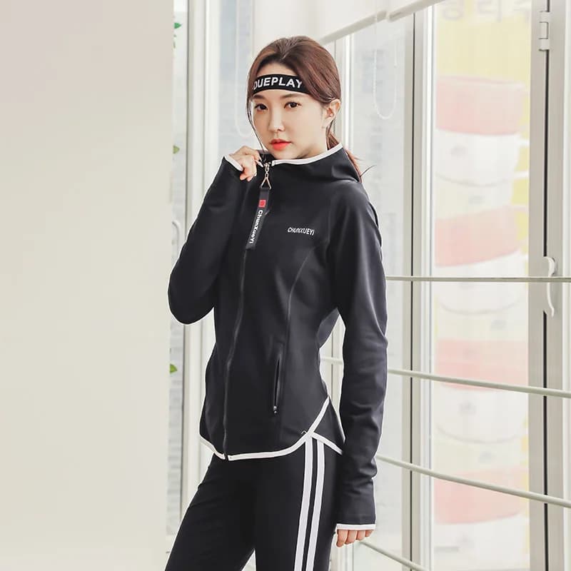 Giacche da allenamento sportive da Yoga donna Slim Fit camicia da Yoga a maniche lunghe Fitness Crop Top Gym Yoga Jacket Workout Tops