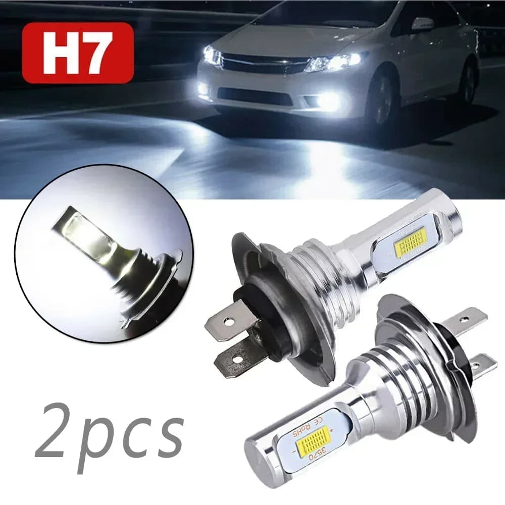 2 * H7 LED Lampadine per fari per auto DC 12-24V Xenon Luci diurne bianche Fascio alto e basso 55W 8000LM 6000K Luci per auto super luminose