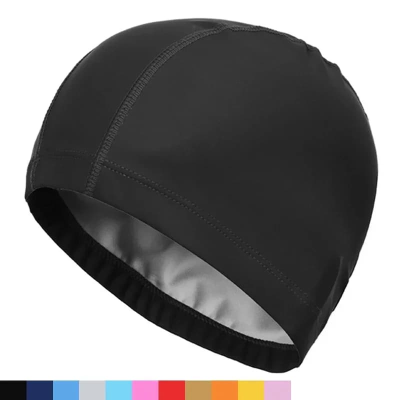 New Waterproof PU Fabric Protect Your Ear Long Hair Water Sports Swimming Pool Swimwear Hats for Men and Women Adults