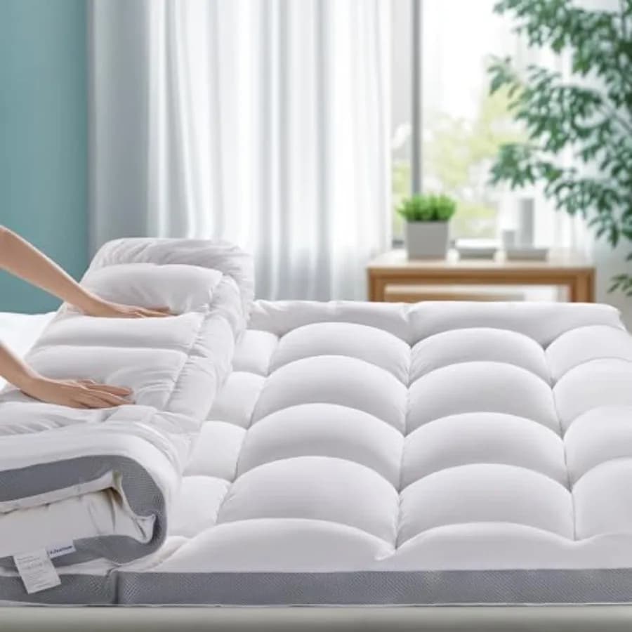 Topper Materasso LIANLAM - Supporto Extra Rigido Pillow Top 1300GSM, Coprimaterasso in Memory Foam con Gel per Alleviare il Dolore alla Schiena e la Pressione