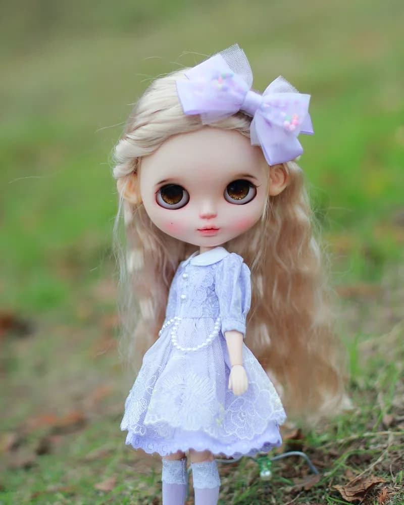 Blythe Azone ob24 ob22 doll outfit new light purple dress+bow headband+socks 3-piece set super fairy doll outfit