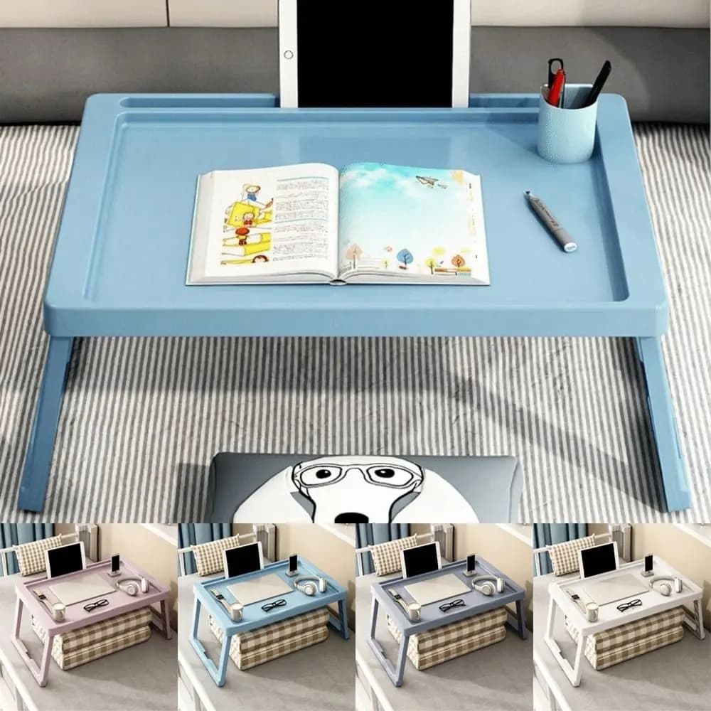 No-Installation Folding Bed Table Non-slip Foldable Portable Lap Table Space Saving Multifunctional Laptop Stand Home Use