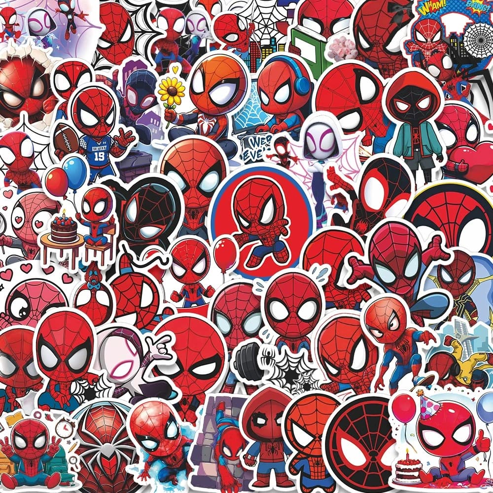 10/30/52 Pezzi Adesivi Marvel Spider-Man Versione Q, Divertenti Sticker Cartoon per Decorazione Bottiglie d'Acqua, Valigie, Telefoni, Carini Decalcomani per Confezioni
