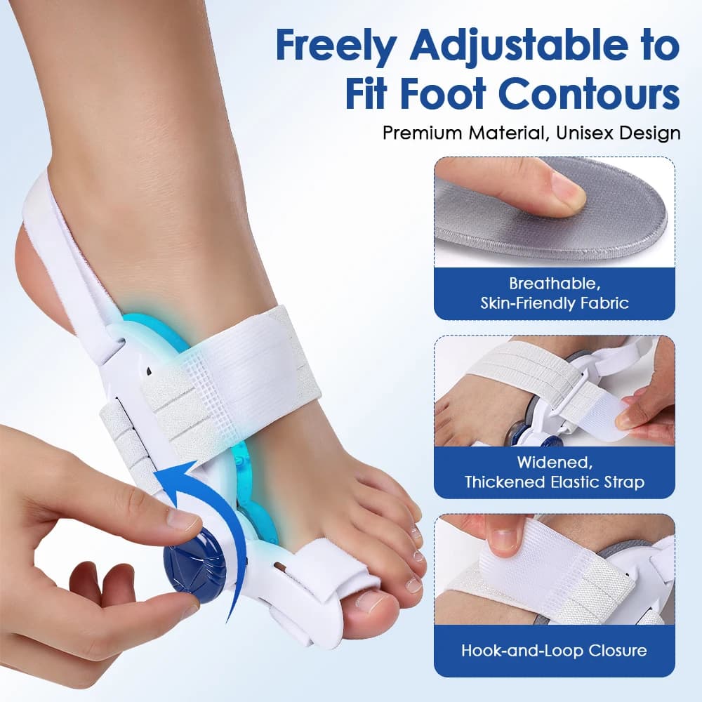 Correttore per alluce valgo unisex, tutore per hallux valgus con cuscinetti rinfrescanti, separatore e raddrizzatore per dita del piede regolabile