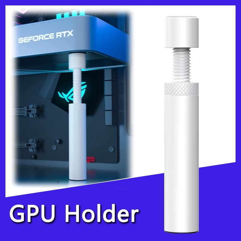 GPUHOLD Support bracket for GPU support in white aluminium - Video card support with anti-cedure bracket support for graphics card