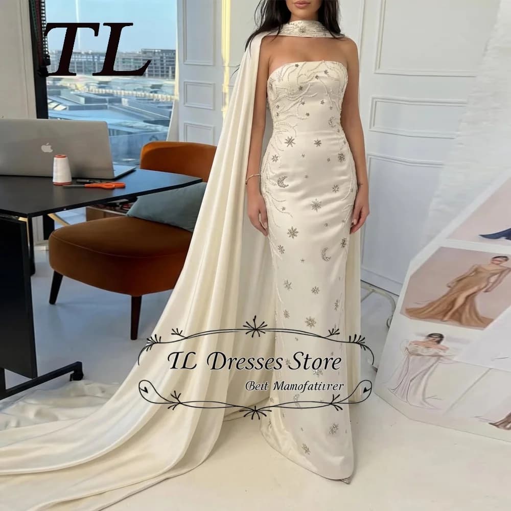 TL Elegante Abito da Cerimonia di Lusso con Cristalli, Vestito Lungo da Festa, Abito in Raso, Vestito da Ballo Personalizzato 2026