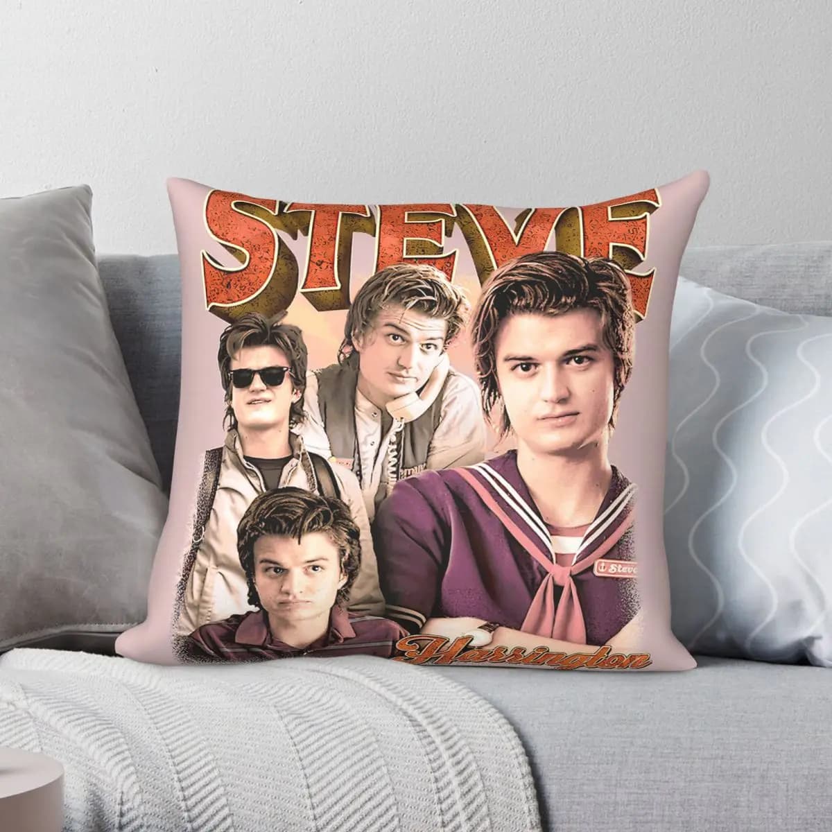 Fodera per cuscino quadrata Steve Harrington Cool Guy in poliestere, lino e velluto, con cerniera creativa, decorativa, per divano e seduta
