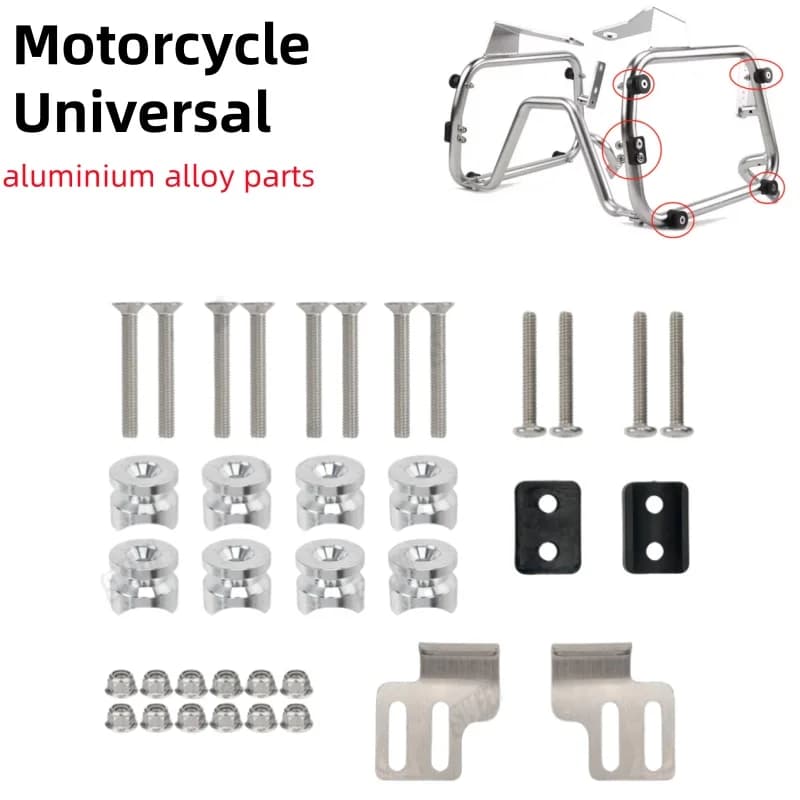 Custodia per bagagli posteriore universale per moto, scatola superiore per casco, staffa per bagagliaio, piastra di base, cuscinetto per boccola, distanziatori per fibbia, accessori