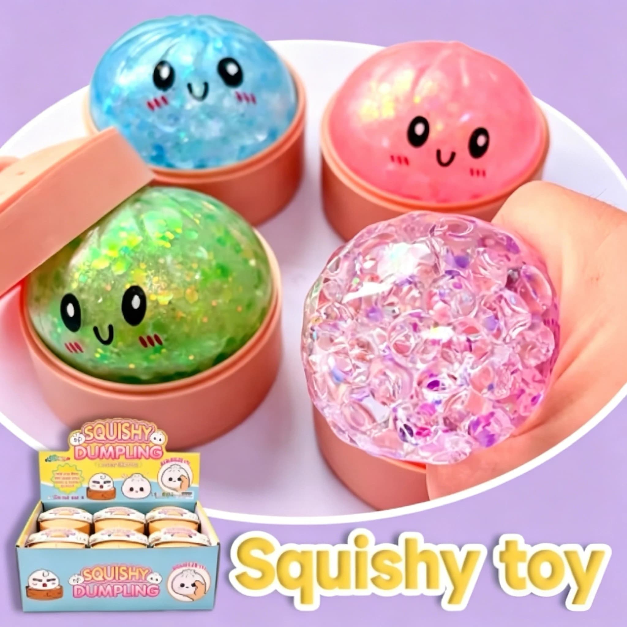 Hot Dumpling Beads Squishy with Box Dumplings Sensory Squeeze Toy for Stress Relief Fans Birthday Blind Box Dumpling Gift