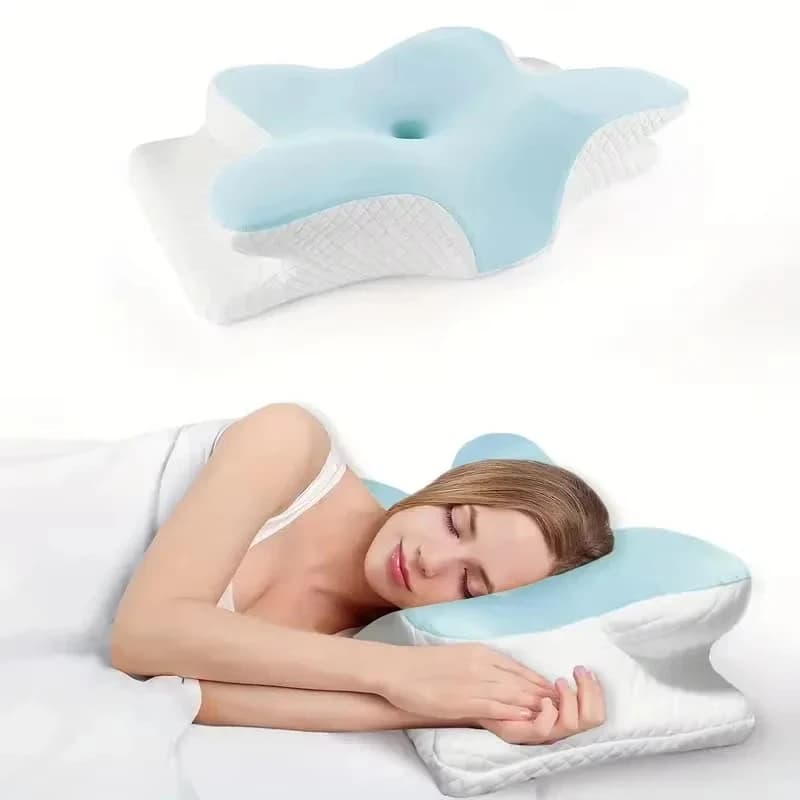 Cuscino Cervicale a Forma di Farfalla in Memory Foam, Rinfrescante Estivo, a Lento Ritorno, Ergonomico per Dormire a Casa