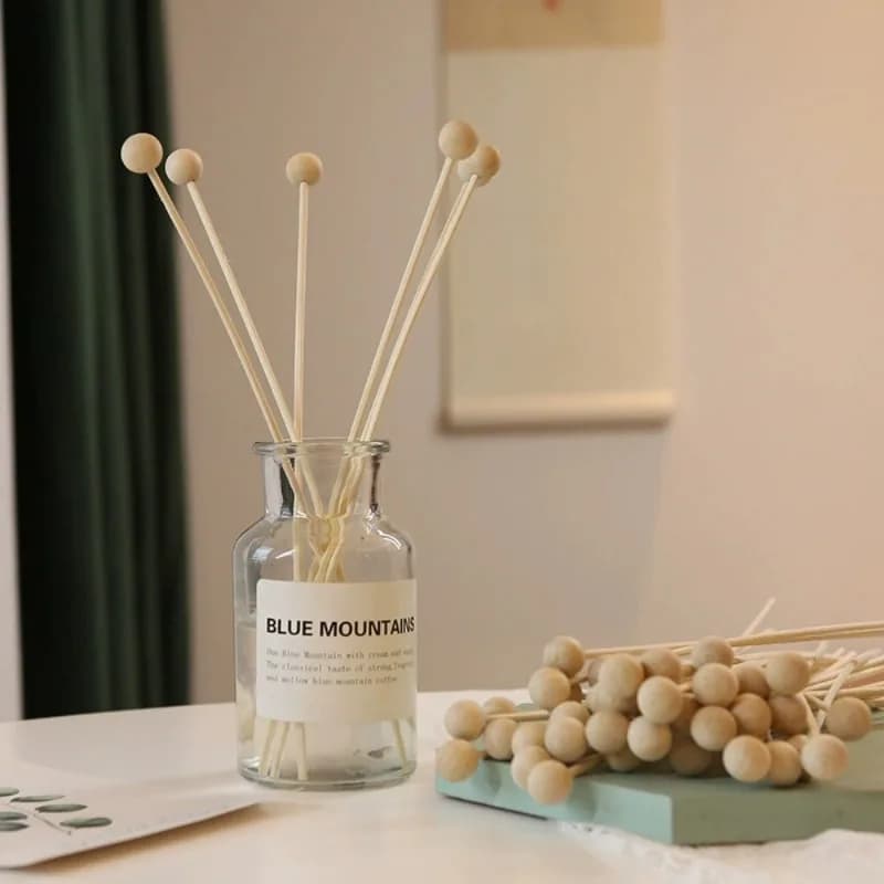 30 Pz/lotto Senza Fuoco Sfera di Legno Aroma Reed Diffusore Bastoni Diffusore di Fragranza Aromaterapia Rattan Reed Stick Decorazione Della Casa FAI DA TE