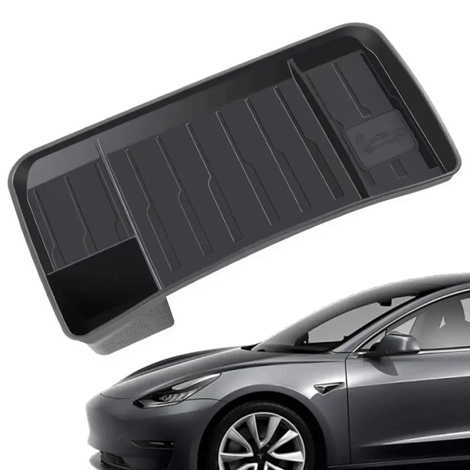 Per Tesla Model 3 Y Scatola portaoggetti posteriore per schermo Organizzatore Stoccaggio magnetico Invisibile ETC Occhiali da sole Vassoio Scatola per fazzoletti Accessori