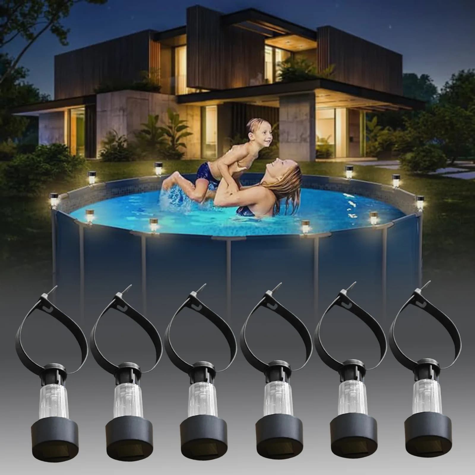 Luci LED a Clip Impermeabili per Piscina Fuori Terra, Illuminazione Bianca Calda per Recinzioni, Patio e Feste, Tendenza 2026