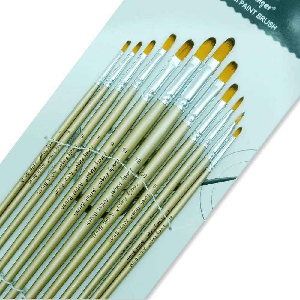 12Pcs Nylon Filbert Paint Brushes Professional Acrylic Artist Brush Set for Watercolour Gouache Oil Paint, Art Paint Brush